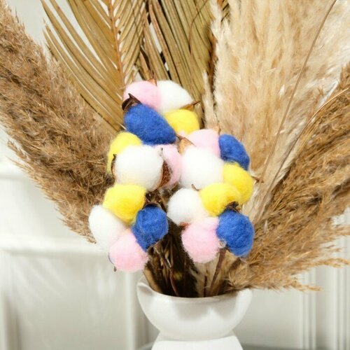 Декор сухоцвет Хлопок d-5 см 30 см микс набор 5 шт 1058₽