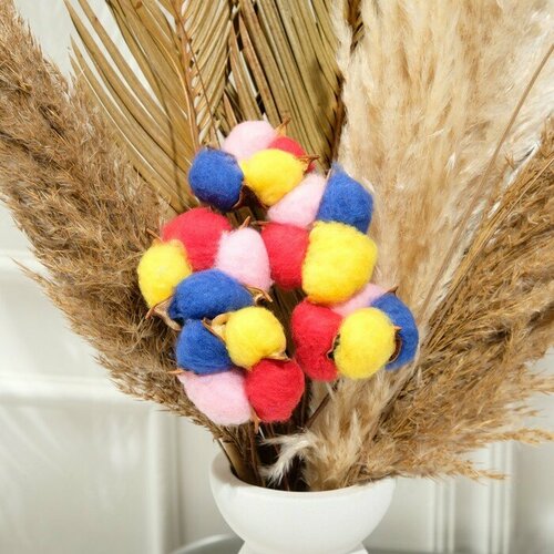 UPAK LAND Декор сухоцвет Хлопок d-5 см 30 см микс набор 5шт 450₽