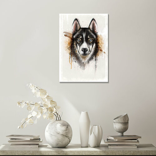 Интерьерная картина на холсте - Хаски акварельные краскИ20х30