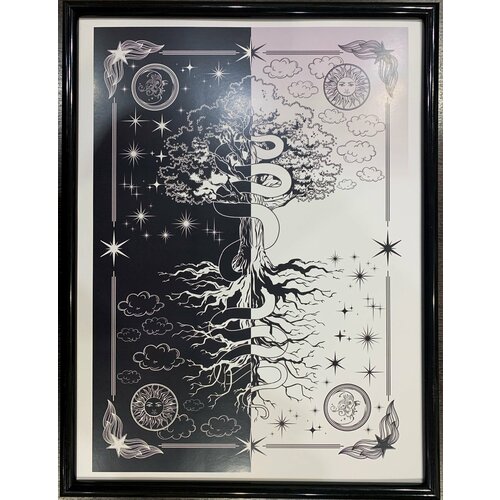 Постер Древо жизни черно-белое в рамке А3 П-004