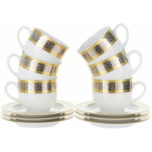 Набор чашек 6 шт. 165 мл с высоким блюдцем 135 мм