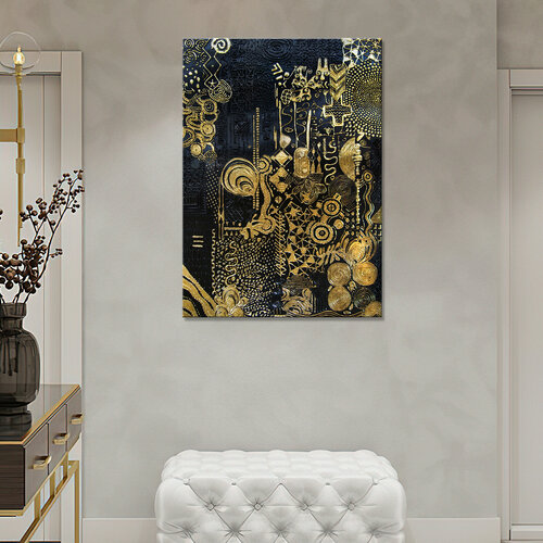 Картина интерьерная-Узоры из золота на чёрном фоне 70х100