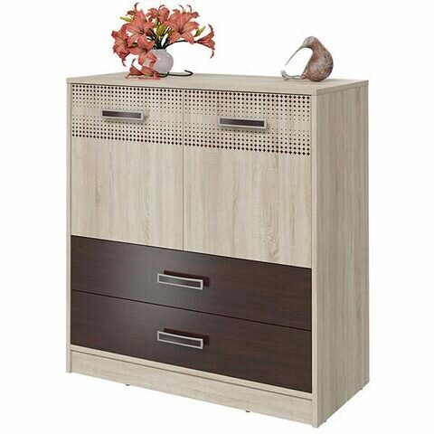 фото Комод с дверками и ящиками Румба 4-4424 цвет дуб сонома/венге