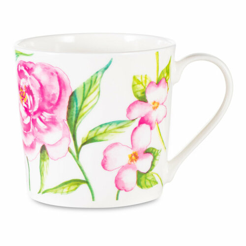 Кружка Just Mugs Dorset Дикие розы Шиповник розовый 400 мл, фарфор костяной