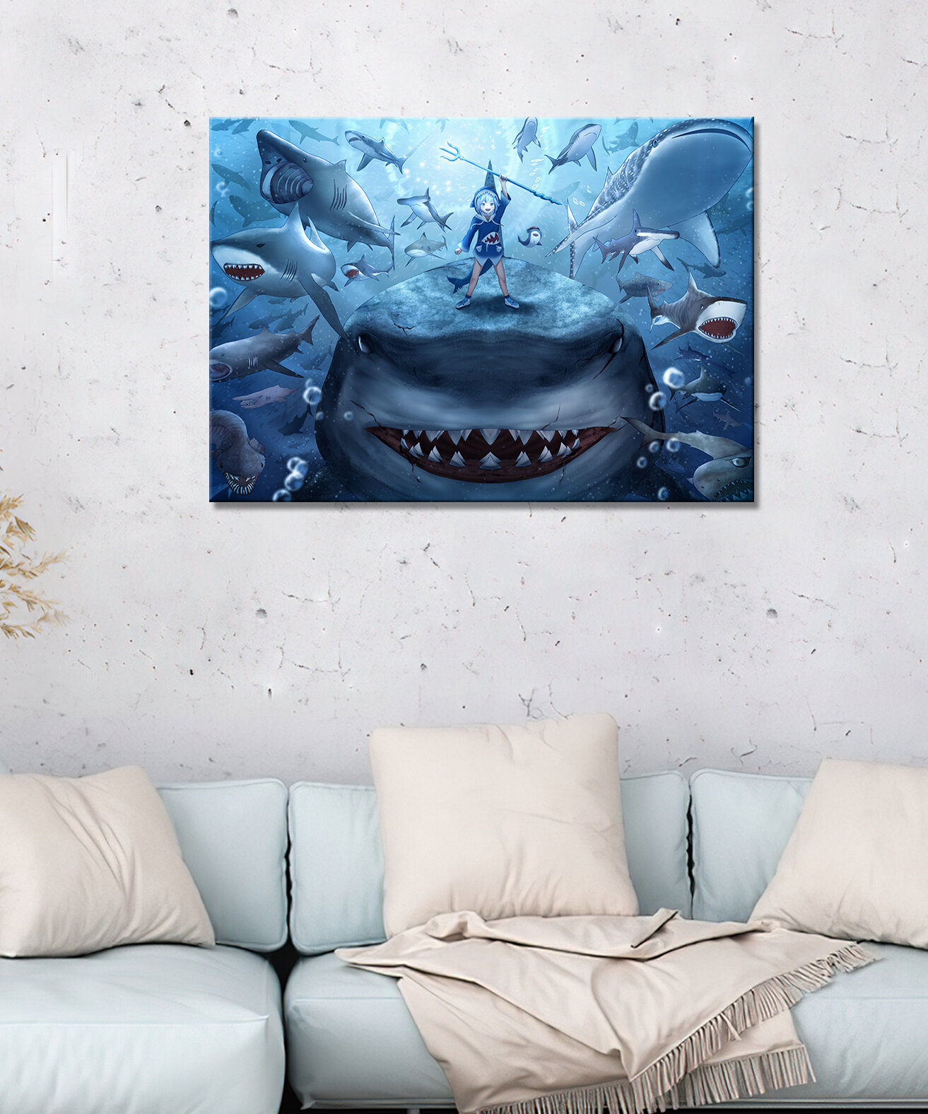 Картина -Акула акула арт акула рисунок злая акула пасть акулы (6) 50х70