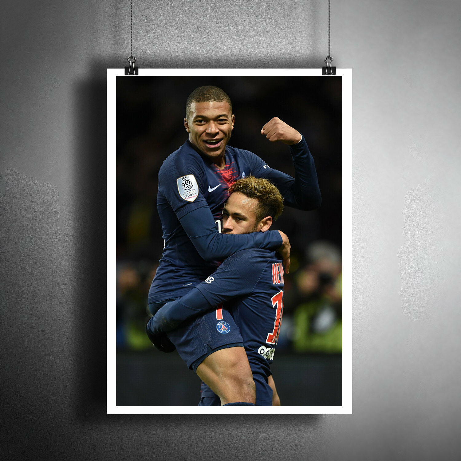 Постер плакат для интерьера "Футболист Килиан Мбаппе, ФК "ПСЖ". Mbappe, Neymar, PSG" / A3 (297 x 420 мм)