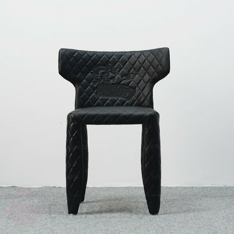 Стул в стиле Moooi Monster Modern Armchair by Marcel Wanders (с вышивкой, черная кожа)