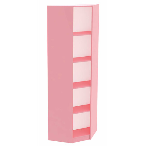 Стеллаж из ДСП розового цвета угловой открытый с торцом 400мм серии фламинго №5-400