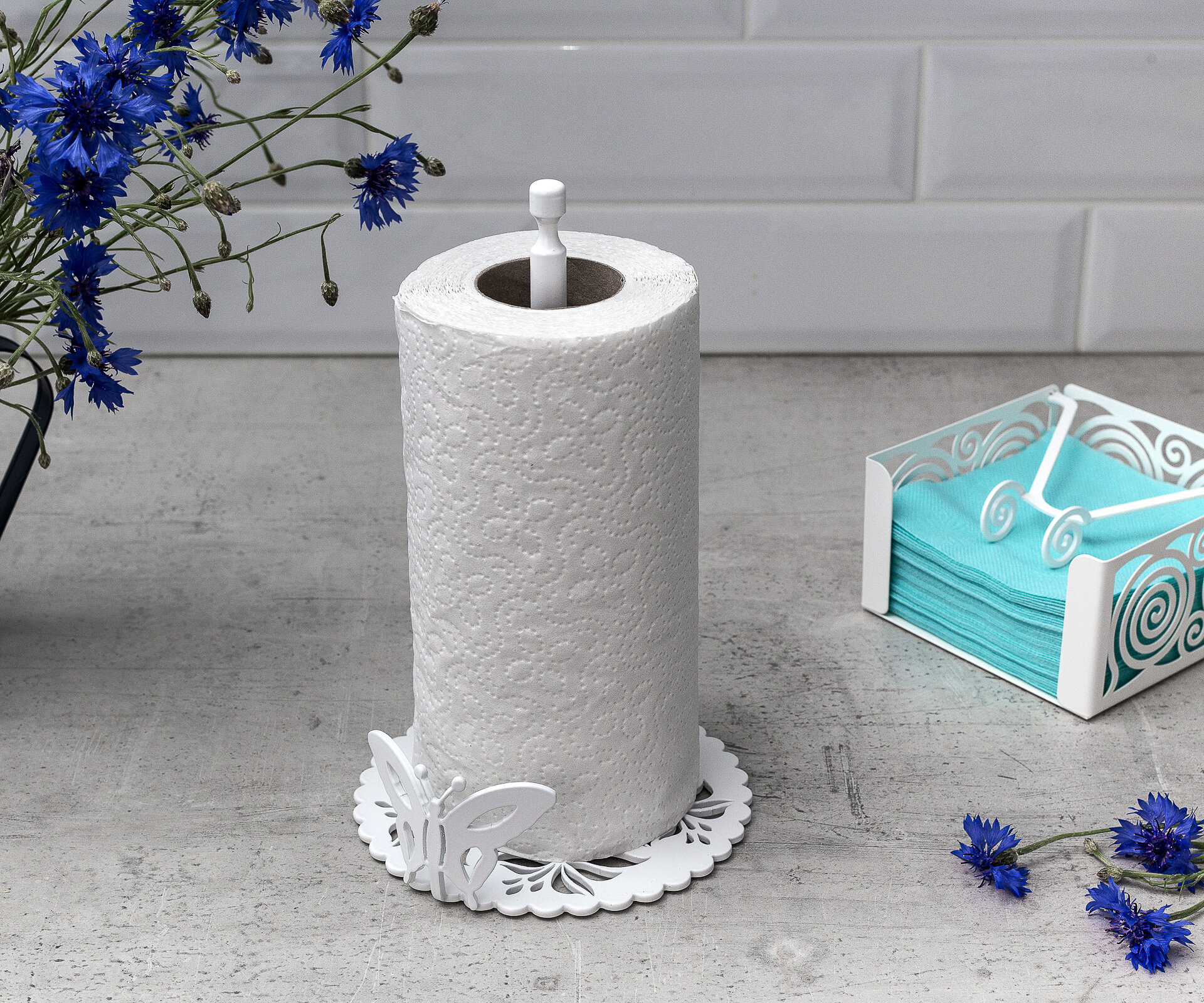 фото Держатель рулонных бумажных полотенец настольный на кухню