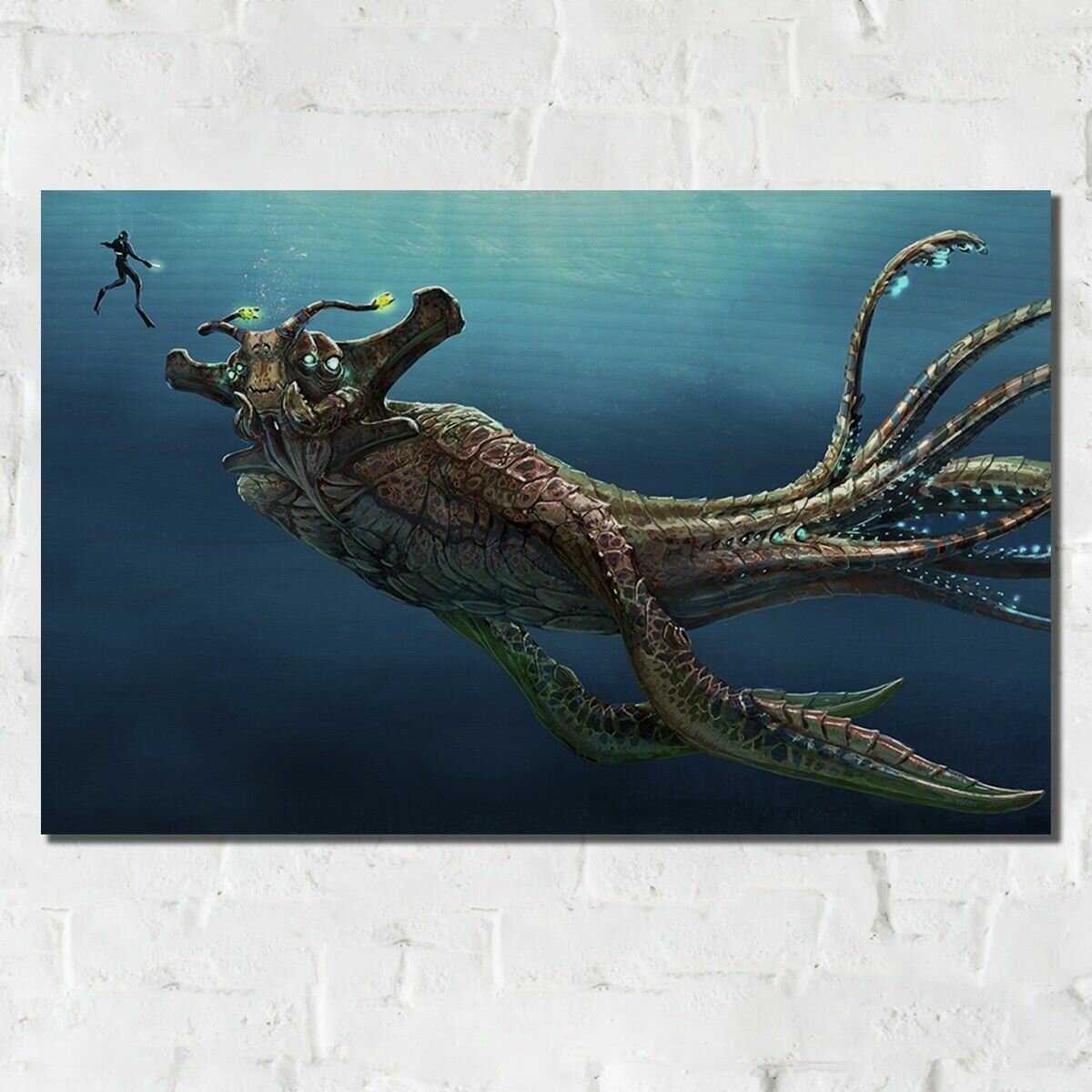 Картина интерьерная на дереве Игра Subnautica Вода, Исследование, Mедузы, - 14052
