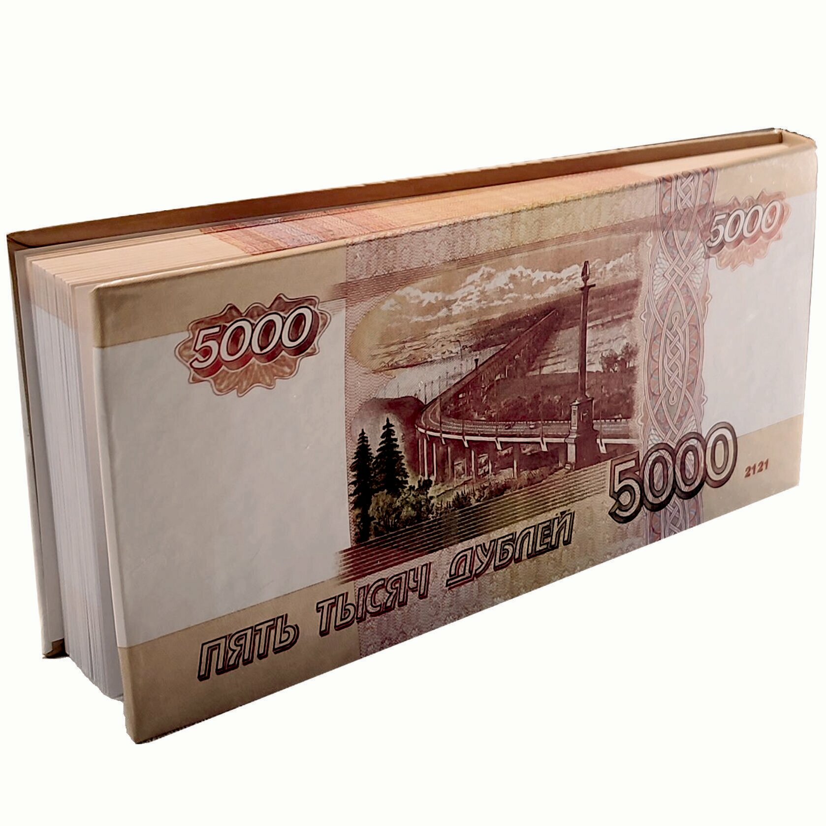 Отрывной блокнот-визитка пачка денег "5000 дублей" / Жесткая обложка / В линейку, 80 л.