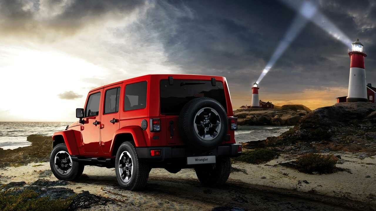 Картина на холсте 60x110 LinxOne "Автомобиль Jeep джип Wrangler" интерьерная для дома / на стену / на кухню / с подрамником