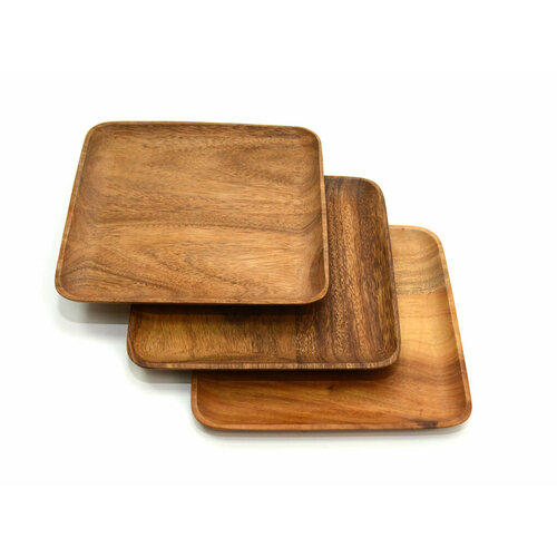 Тарелка деревянная квадратная из акации 25х25 Тарелка для закусок 1610₽
