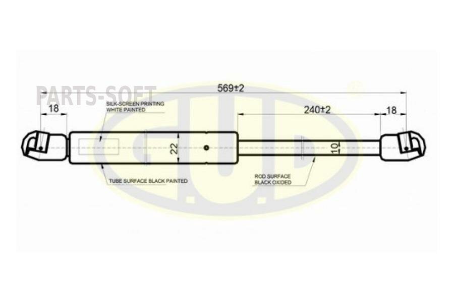 Амортизатор багажника VW TRANSPORTER T4 01/90-07/9 G.U.D арт. GGS020554