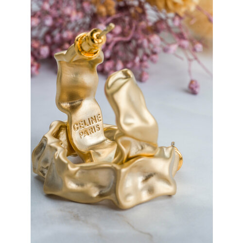 Серьги пусеты , керамика, золотой