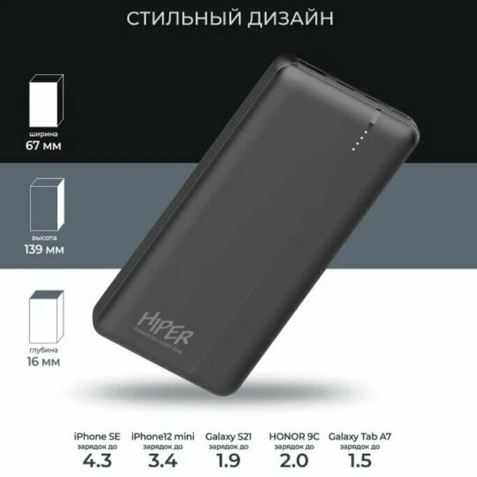 Внешний аккумулятор Hiper MX Pro 10000 10000mAh 3A QC PD 1xUSB белый (MX PRO 10000 WHITE) - фото №17