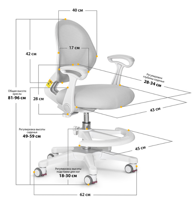 Детское кресло ErgoKids Mio Air G (арт. Y-400 G (arm)) - обивка серая однотонная (одна коробка) - фотография № 3