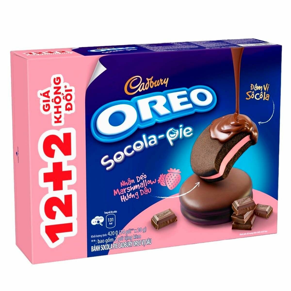 Пирожное Cadbury OREO Socola-Pie Strawberry со вкусом клубники (Вьетнам), 420 г