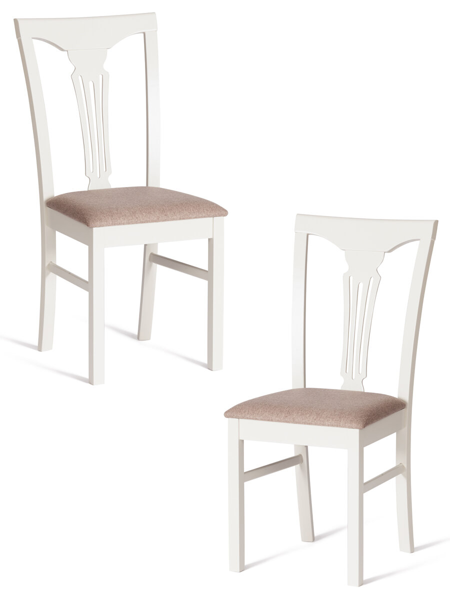 Комплект стульев со спинкой для кухни с мягким сиденьем TetChair Hermes, массив, ткань, 2 шт, Ivory white