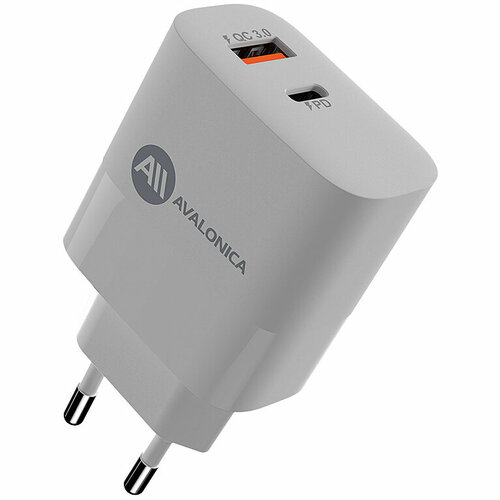 сетевое зарядное устройство topon gan 65w usb usb type c power delivery quick charge 4 0 белый top gan 65w белый Сетевое зарядное устройство Avalonica GaN Type-C + USB-A 65 Вт белое (AVA-WCH-009)