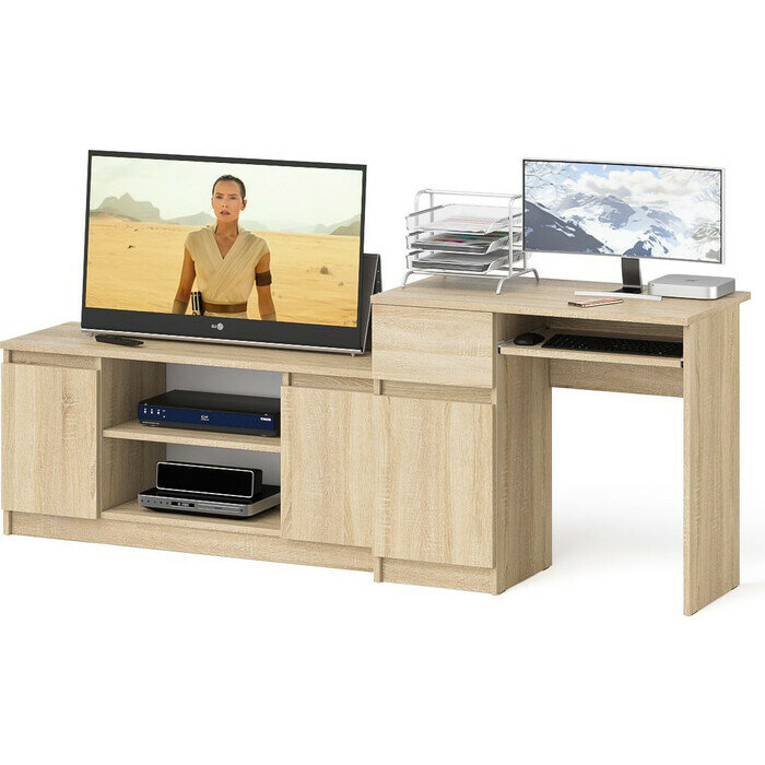 фото Комплект СВК Мори Стол компьютерный МС-1 левый + Тумба МТВ1200.1, цвет графит