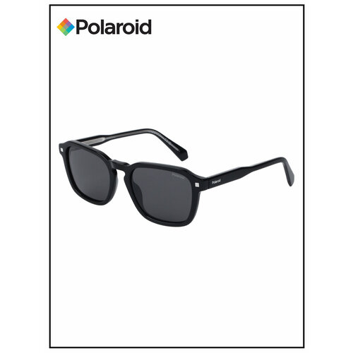 фото Солнцезащитные очки polaroid, квадратные, оправа: пластик, поляризационные, для мужчин, черный