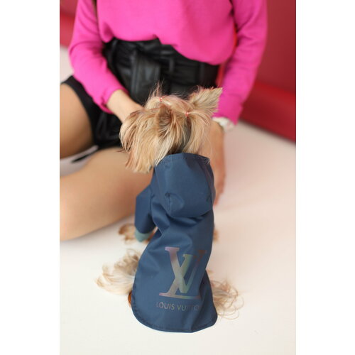 Куртка с капюшоном для собак мелких пород, синяя, размер M