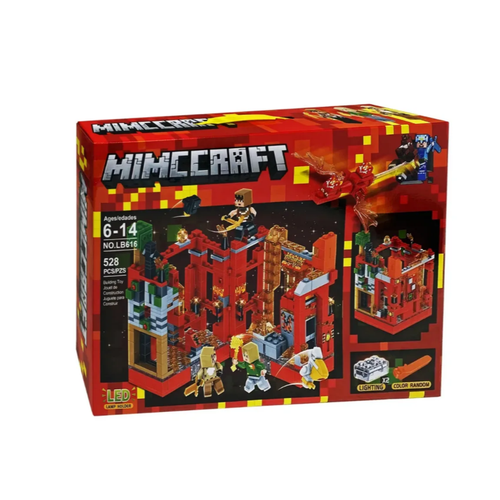 Конструктор светящийся Майнкрафт Minecraft «Сражение за огненную крепость» LB616 / 528 детали 