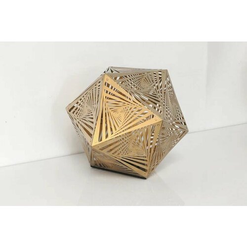 Металлический теневой светильник резной с проекцией на стены потолок сталь большой размер 38 см Золотой 02