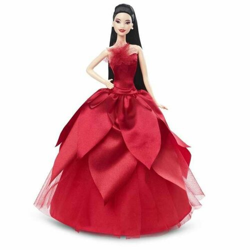 Barbie Signature 2022 Holiday Barbie Doll (Black Hair), 6 Years And Up - Праздничная кукла Барби 2022 черные волосы HCC05