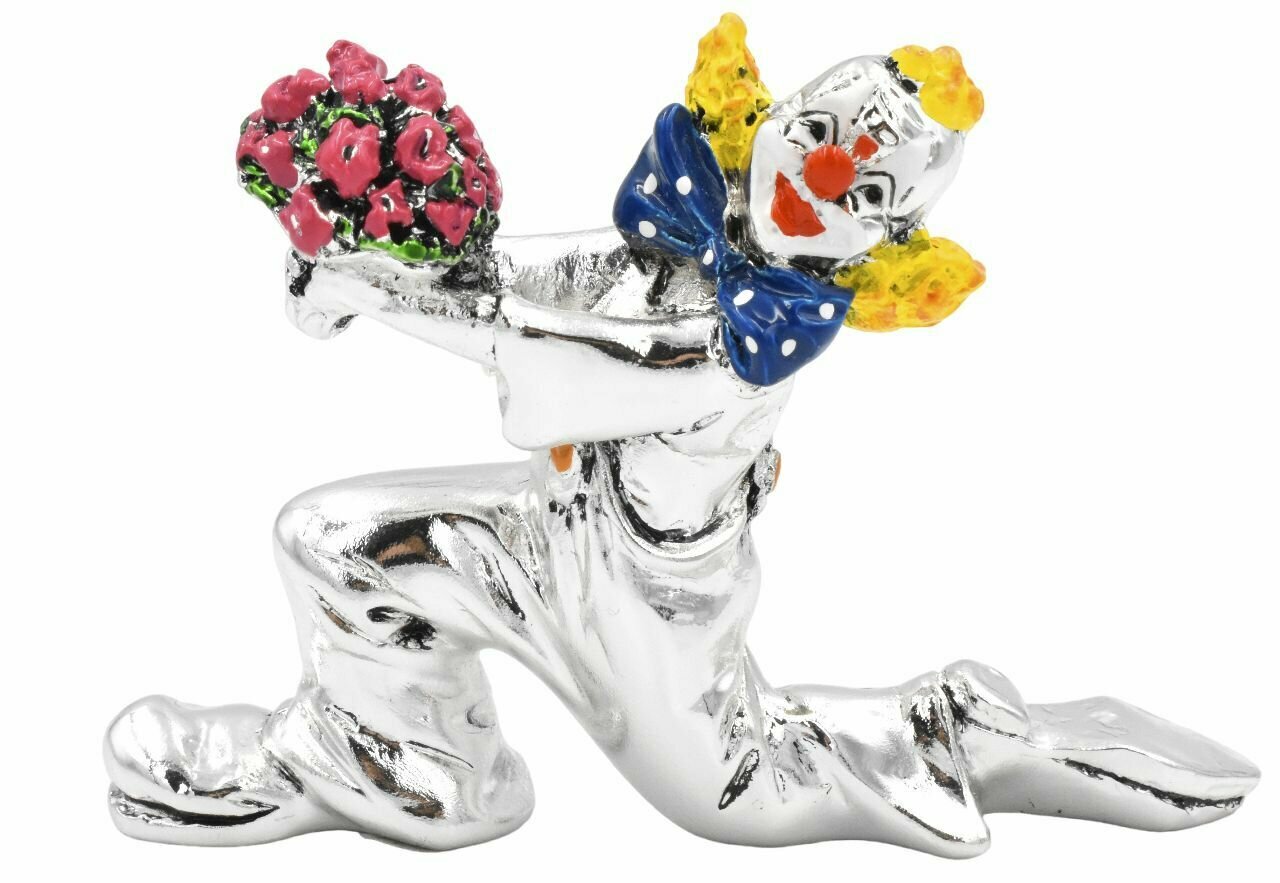 фото Статуэтка "Клоун на колене с цветами", 6 см, Argenti Piu, 673