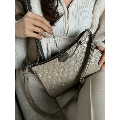 фото Сумка багет beautiful birds kinglet xl, фактура зернистая, коричневый