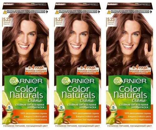 Garnier Стойкая крем-краска для волос Color Naturals, тон 5.23 Пряный каштан, 110 мл, 3 шт