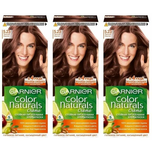 Garnier Стойкая крем-краска для волос Color Naturals, тон 5.23 Пряный каштан, 110 мл, 3 шт крем краска для волос garnier color naturals тон 110 натуральный блонд 110 мл