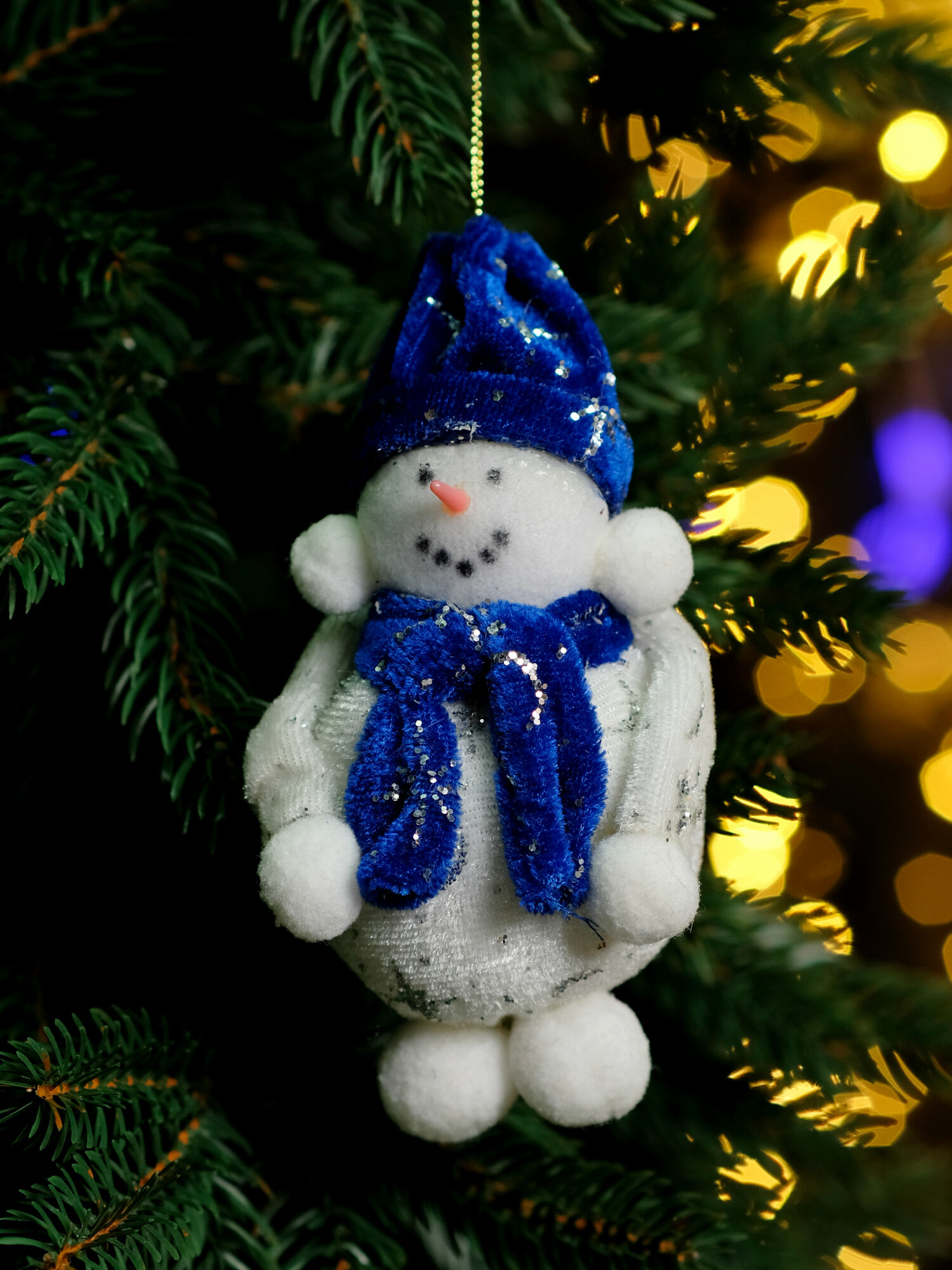 Рождественский декор "Снеговик", 15 сантиметров, синий, China Dans