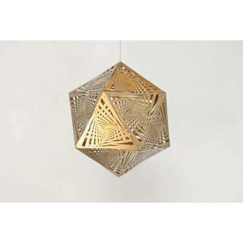 Металлический теневой светильник резной с проекцией на стены потолок сталь большой размер 38 см Золотой 03