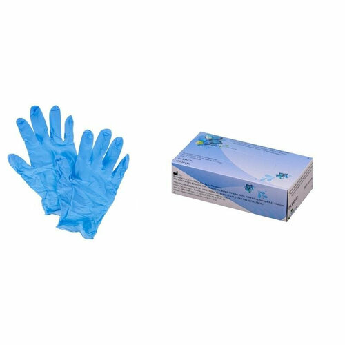 Мед. смотров. перчатки нитрил, н/с, н/о, текстур, голубые, CW27 (XS),50 п/уп