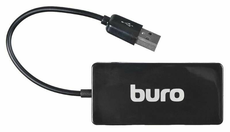 Разветвитель USB 2.0 Buro BU-HUB4-U2.0-Slim 4 порта цвет черный (1711659)