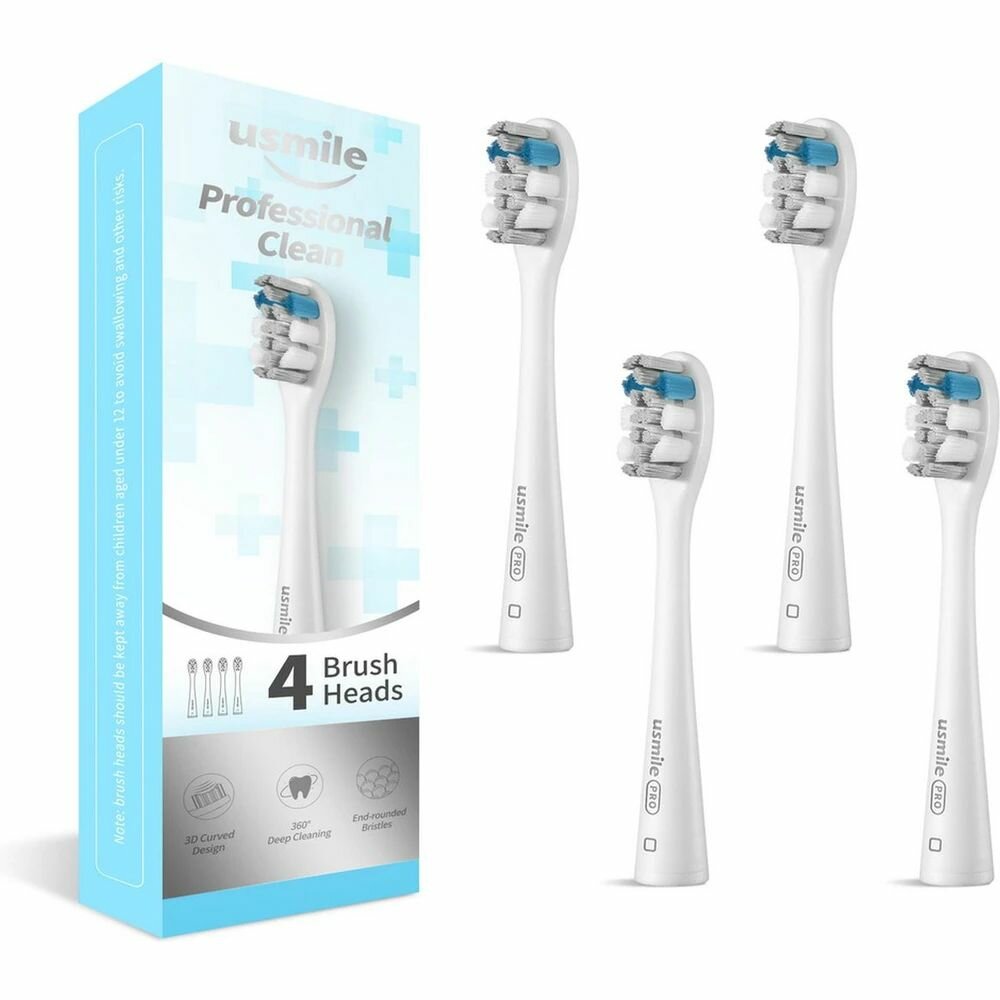 Сменные чистящие насадки для звуковой зубной щетки usmile Professional Clean Brush Head PRO01 белый