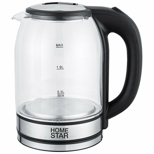 Чайник Homestar HS-1042 (1,8 л) стекло, пластик черный (105222)