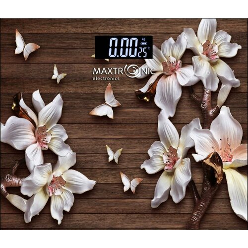 Весы напол. электр. MAX-254 Maxtronic м. вес-180кг. 25х21см. стекло коричн.
