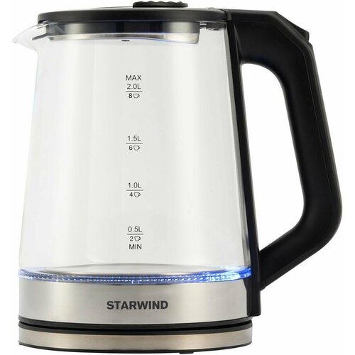 Чайник электрический STARWIND SKG5778, черный и прозрачный