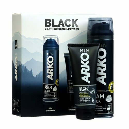 Набор подарочный мужской ARKO: Пена для бритья Black, 200 мл + Гель после бритья Black,100мл набор подарочный мужской arko пена для бритья black 200 мл гель после бритья black 100мл