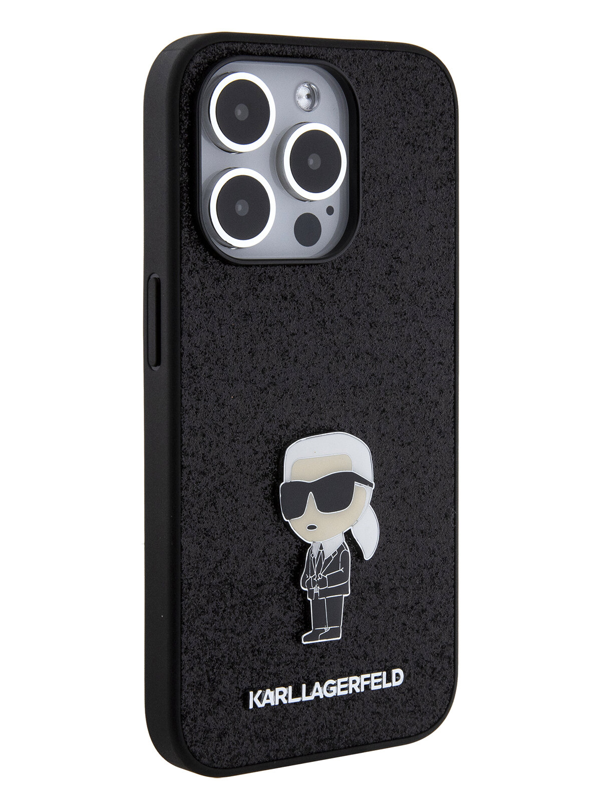 Lagerfeld для iPhone 15 Pro чехол Fixed glitters NFT Karl Ikonik Metal pin Hard Black