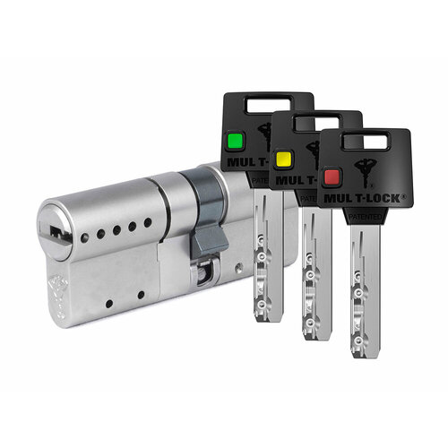 Цилиндр Mul-t-Lock MTL400 Светофор ключ-ключ (размер 50х31 мм) - Никель, Флажок