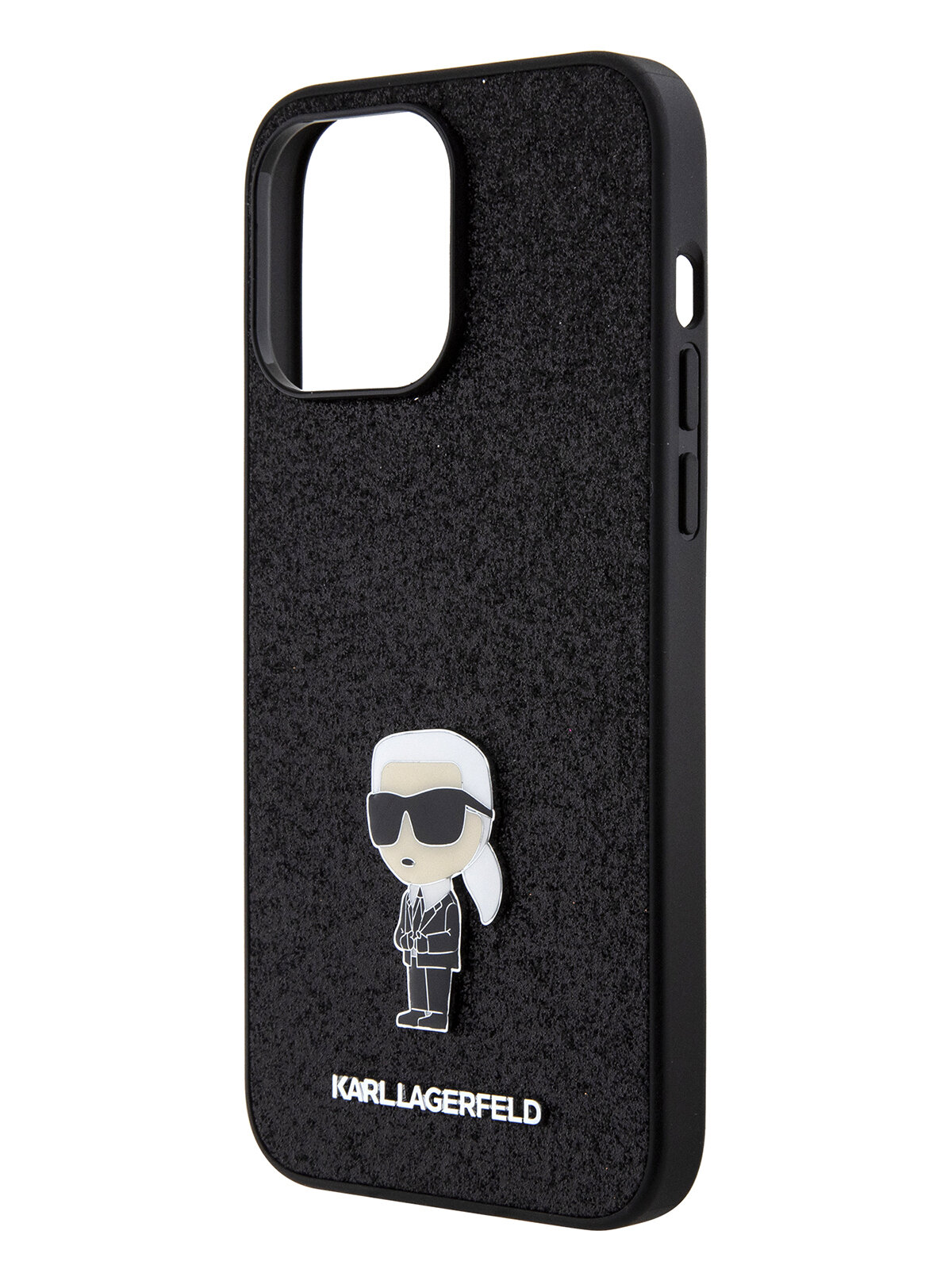 Lagerfeld для iPhone 15 Pro Max чехол Fixed glitters NFT Karl Ikonik Metal pin Hard Black