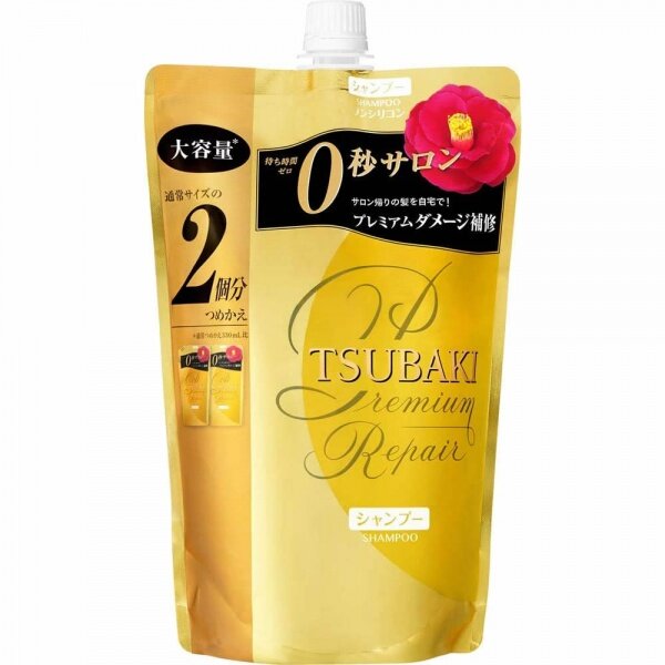 фото Shiseido tsubaki premium repair шампунь для поврежденных волос с маслом камелии, мягкая упаковка, 660 мл