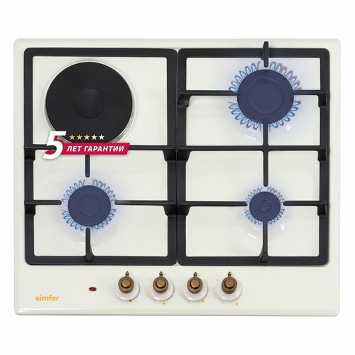 Комбинированная варочная панель Simfer H60V31O522 с газ-контролем чугунные решетки 2521100₽