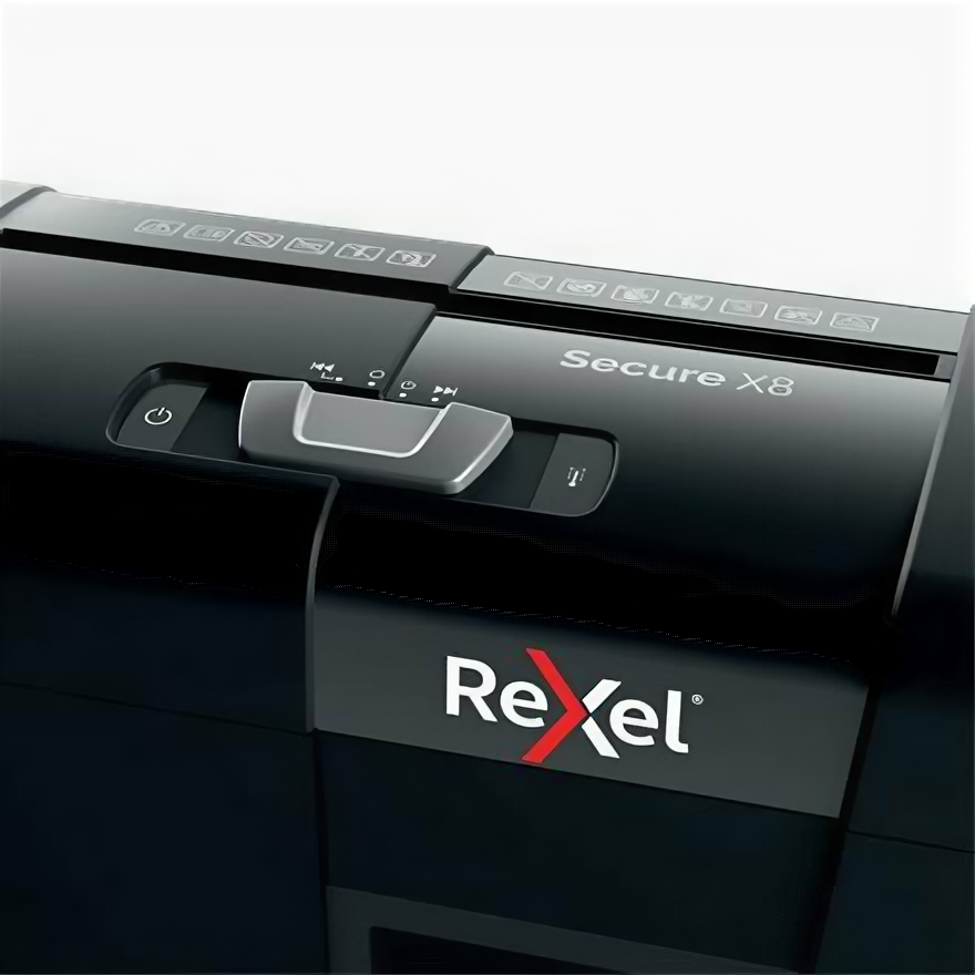 Rexel Шредер Rexel SECURE X8 EU черный (секр P-4)/фрагменты/8лист/14лтр/скрепки/скобы