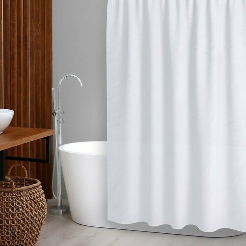 MARU Штора для ванной комнаты, 180×180 см, 12 колец, PEVA , цвет белый